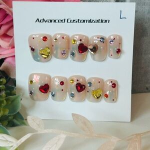 Decorative Nail Set with Colorful Gems